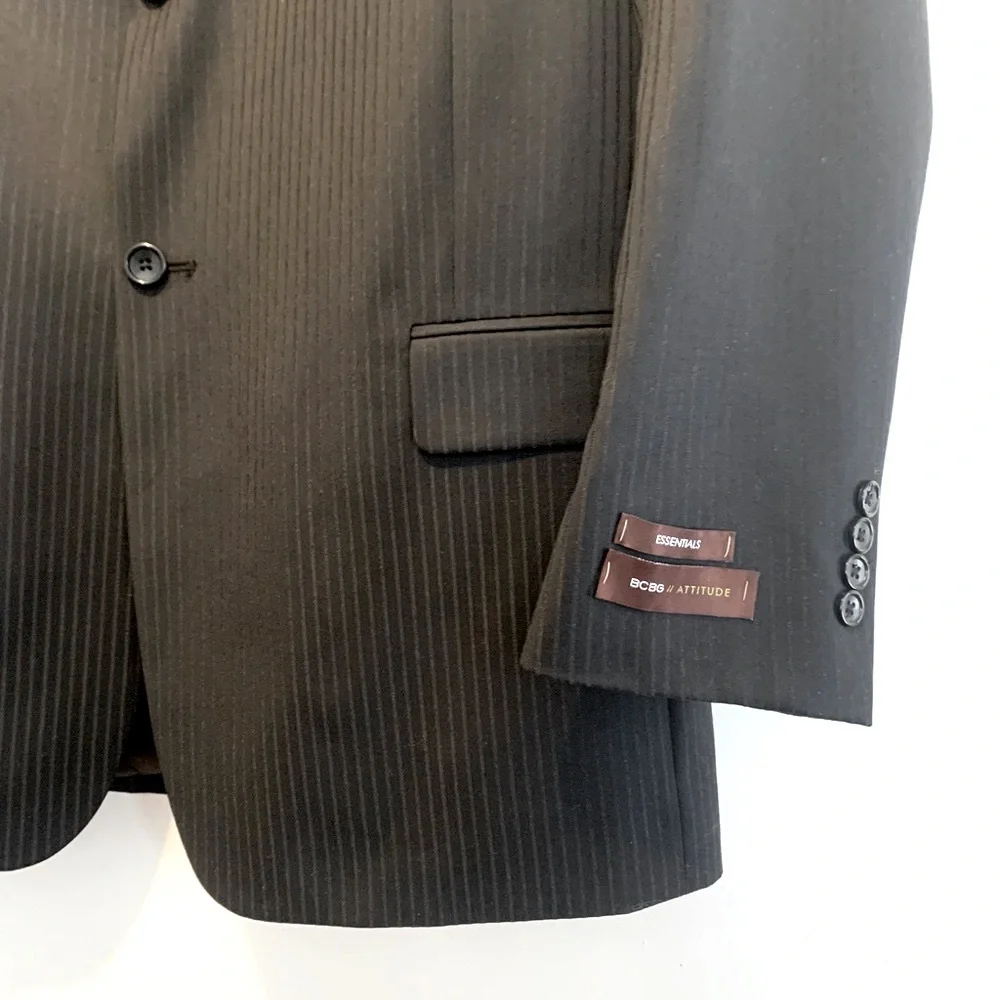 BCBG Avery Wool Blazer Black Pinstripe
